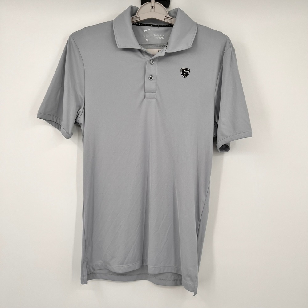 Nike Golf Dri-FIT Polo Shirt Mens XS Gray Short Sleeve Athletic Golf Shield Logo